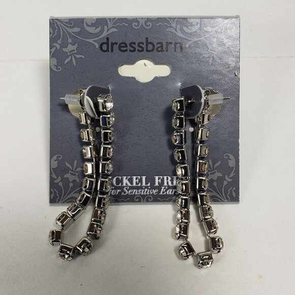2/$30  Silver tone Crystal Design Drop Dangle Post Earrings - Women's Jewelry - Picture 1 of 7